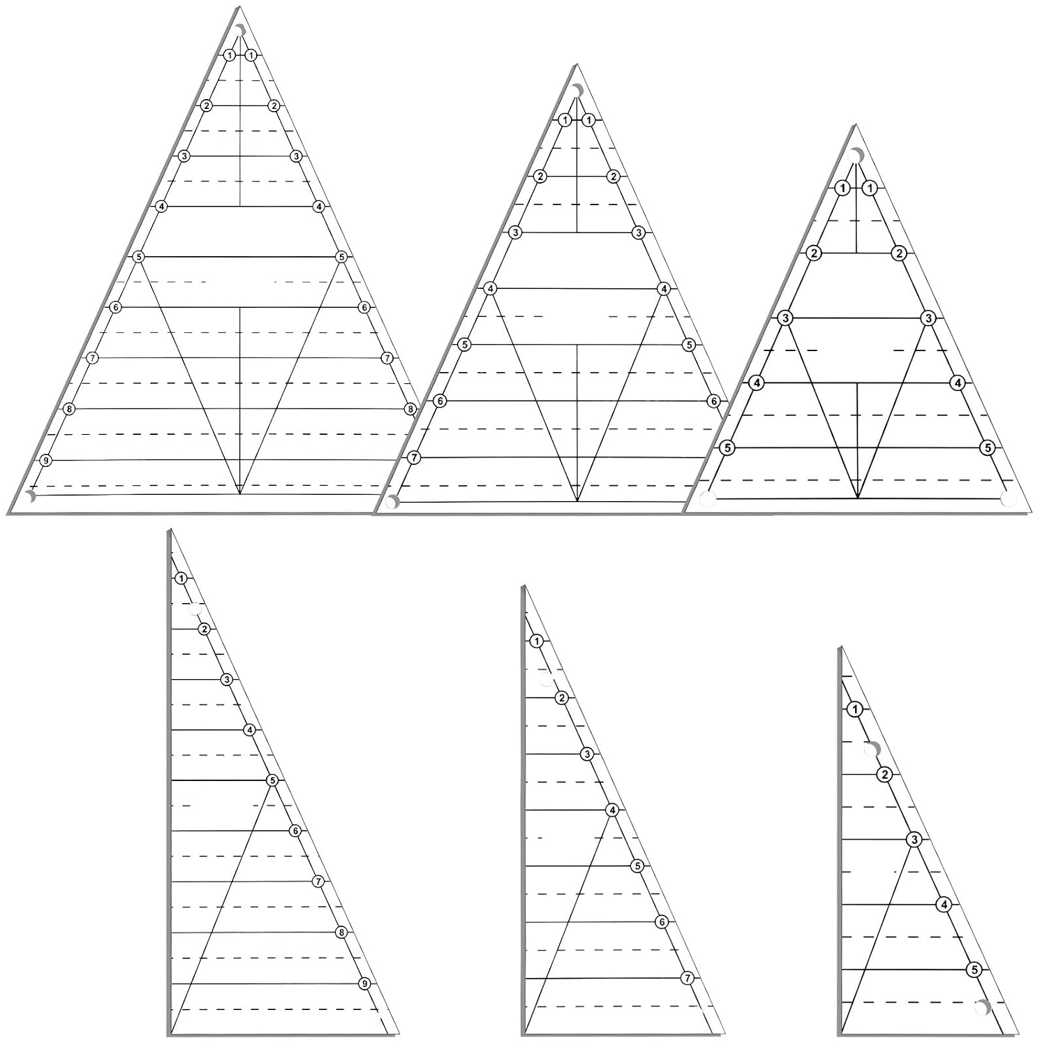 6 Pcs Tall Triangle Quilting Rulers for Quilting, 6 8 10 Inch Clear Acrylic Quilt Templates Rulers Wedge Triangle Sewing Dedicated Ruler for Cutting, Measurement, DIY Craft Tools