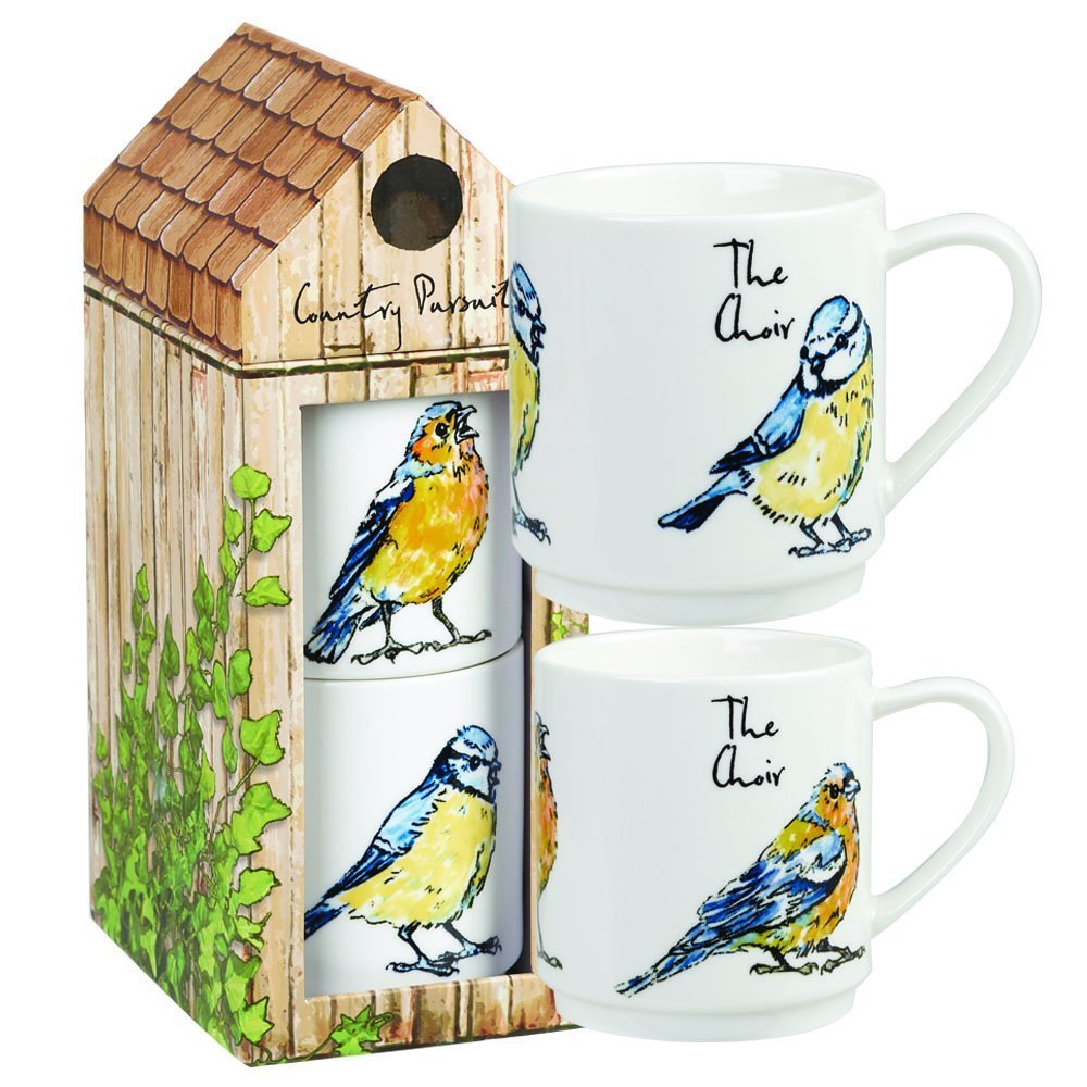 Queens Country PURSUITS The Choir Stacking 2 Mug Set, Ceramic, Multi-Colour, 8 x 8 x 9 cm