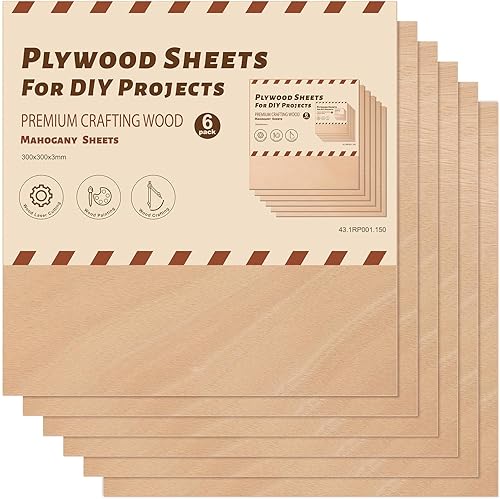 Miniatura 9 de ROBOTIME Paquete de 7 hojas de madera contrachapada de color de doble cara de 1/8" - 12 x 12 x 1/8 pulgadas - Hojas de madera para manualidades de