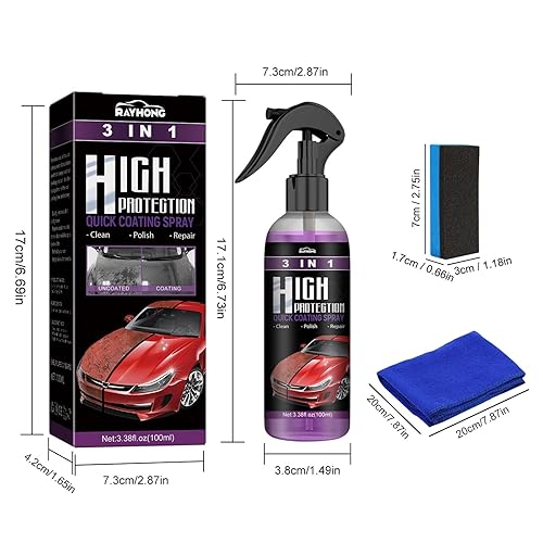 Miniatura 2 de Spray de revestimiento rápido 3 en 1 de alta protección para automóvil, actualización 2024 3 en 1 de cerámica Shiner Spray de limpieza de