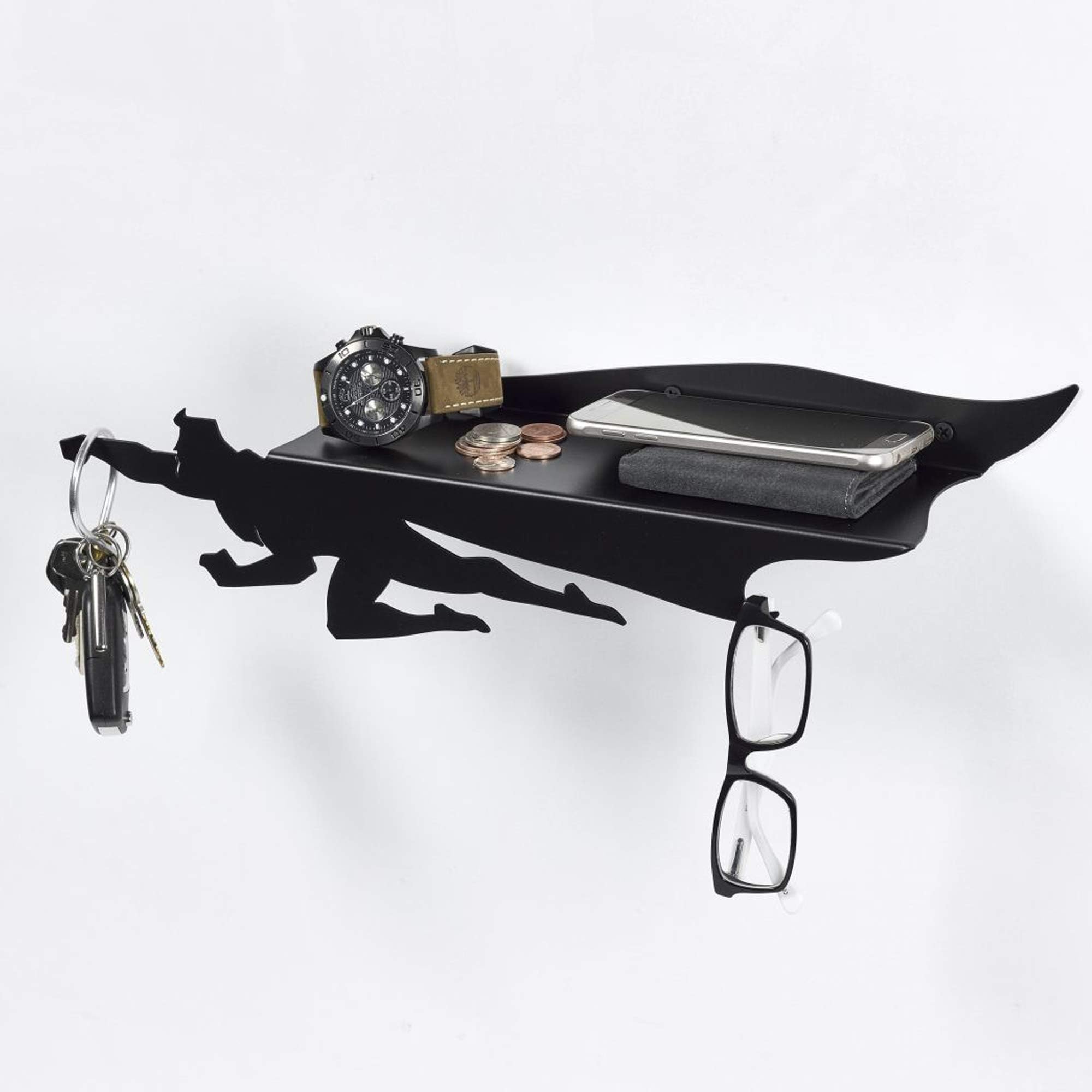 Mail Organizer & Key Holder for Wall Decor - Black Metal Shelf & Entryway Organizer - Key Rack Wall Organizer for Living Room Storage, Gift Ideas for Entryway Decor & Home Organization