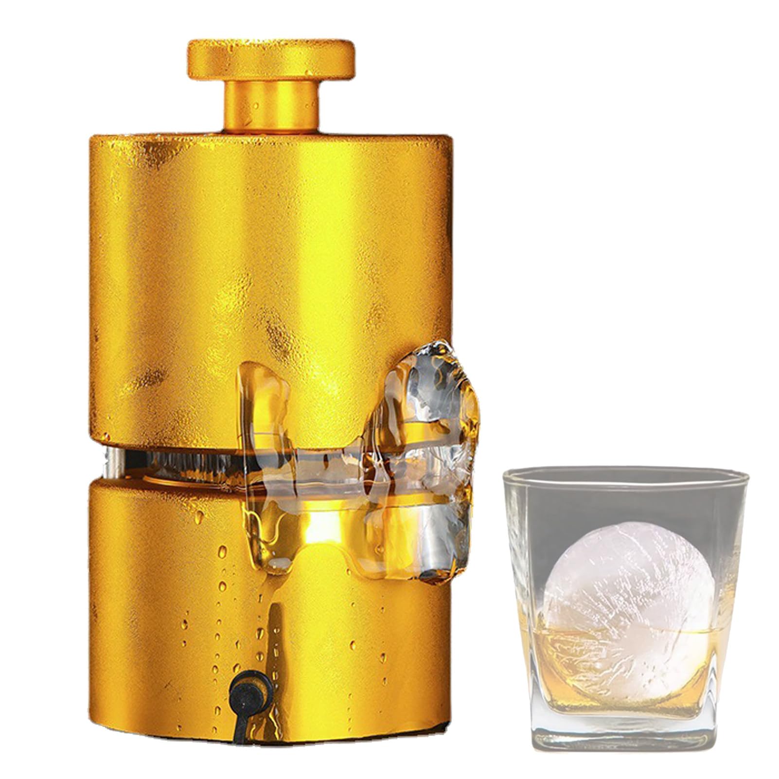 Prensa de bolas de hielo, moldes de hielo de esfera de cobre para enfriar cócteles y whisky, compresión rápida, no requiere energía, 75 mm