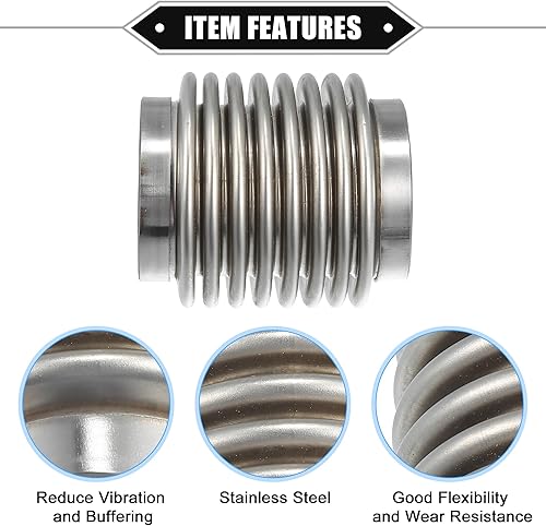 Miniatura 4 de Tubo flexible de escape de automóvil, 2.000x3.228 in, 2 x 3.23 pulgadas, tubos de conector flexible de escape, fuelle universal para automóvil,