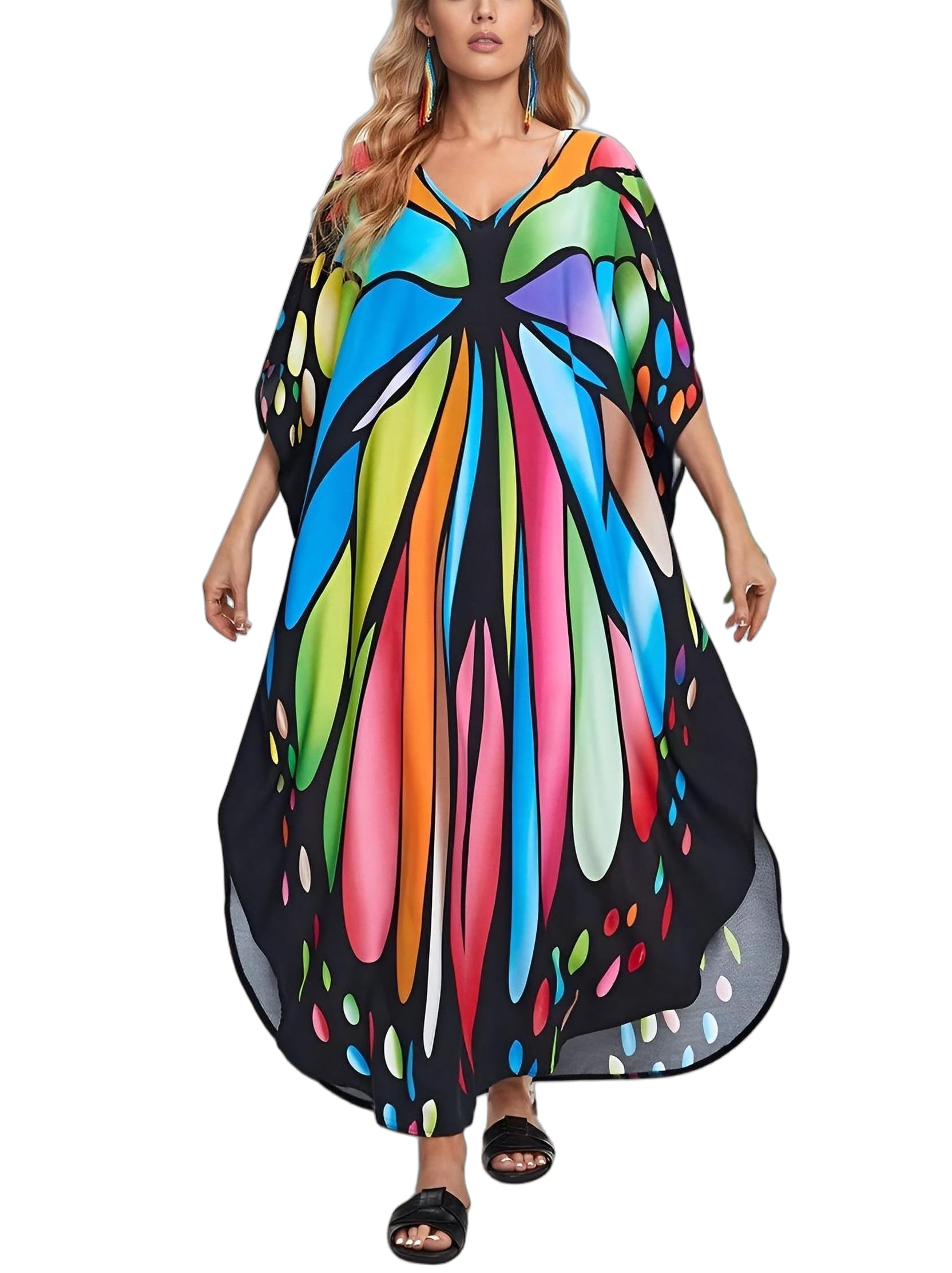 NFVNKJ Women's Plus Size Beach Lounge Kaftan Maxi Dress Swimsuit Coverup for Women