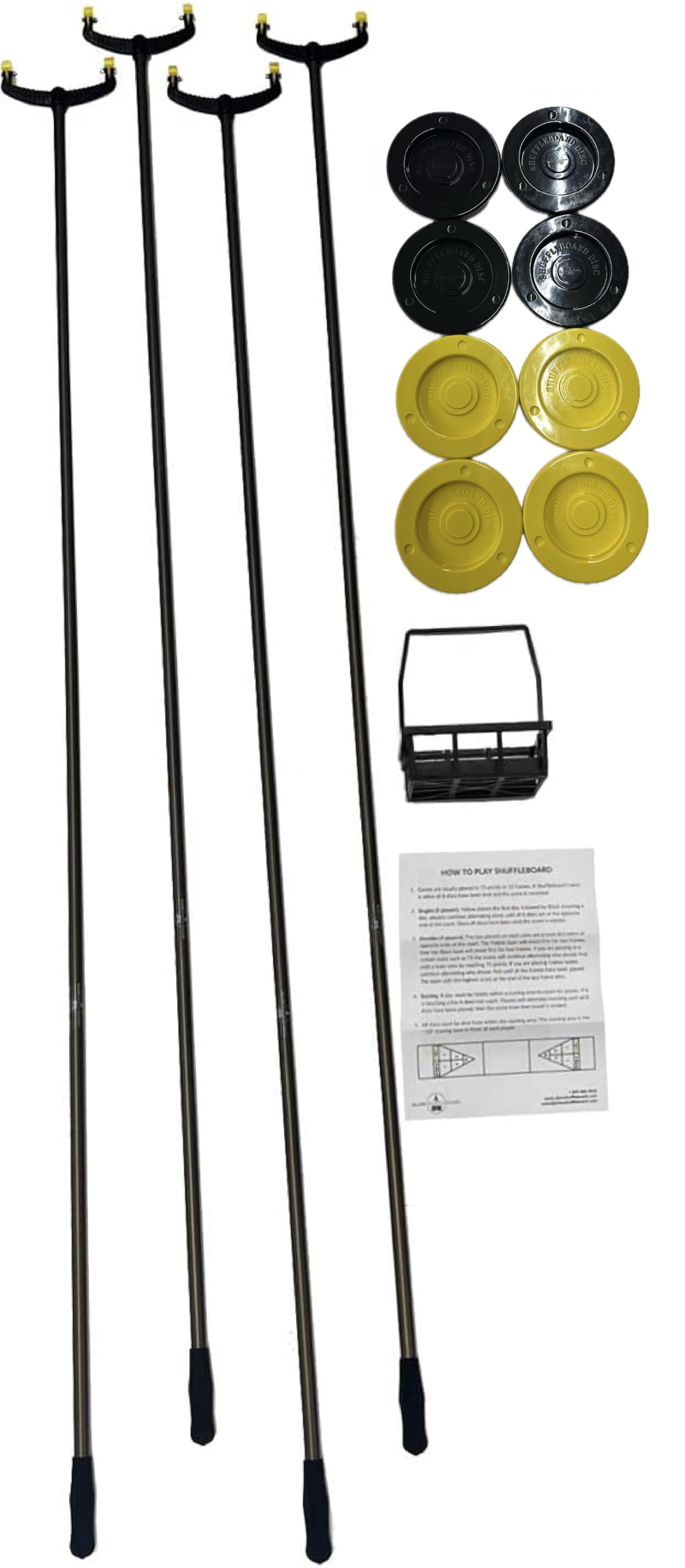 Allen Shuffleboard Premium Shuffleboard Set with Tournament Discs, 4 Continental Cues, Disc Carrier, Rules