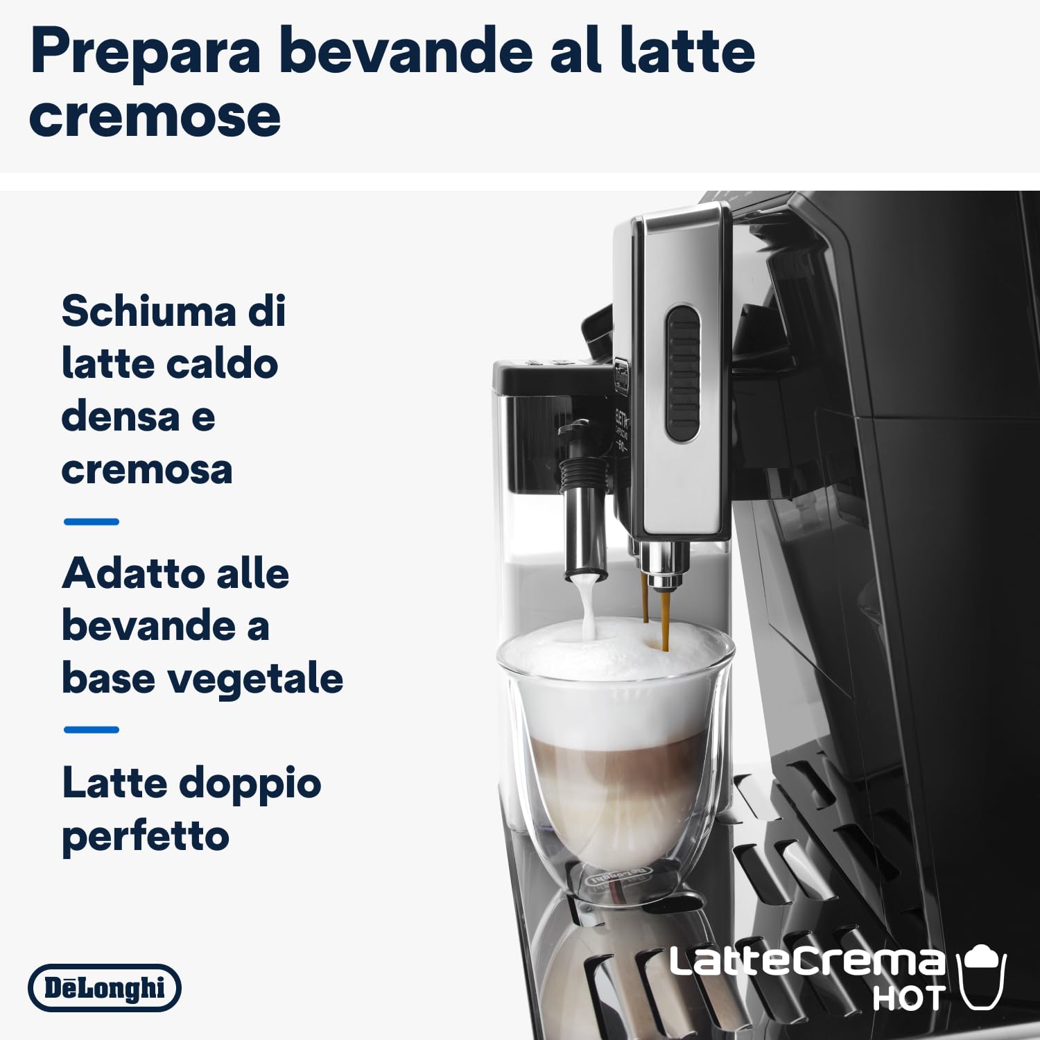 De'Longhi Eletta Evo ECAM 46.860.B macchina da caffè automatica, con sistema lattecrema, cappuccino ed espresso premendo un pulsante, display LCD e tasti sensori, 2 litri, colore nero