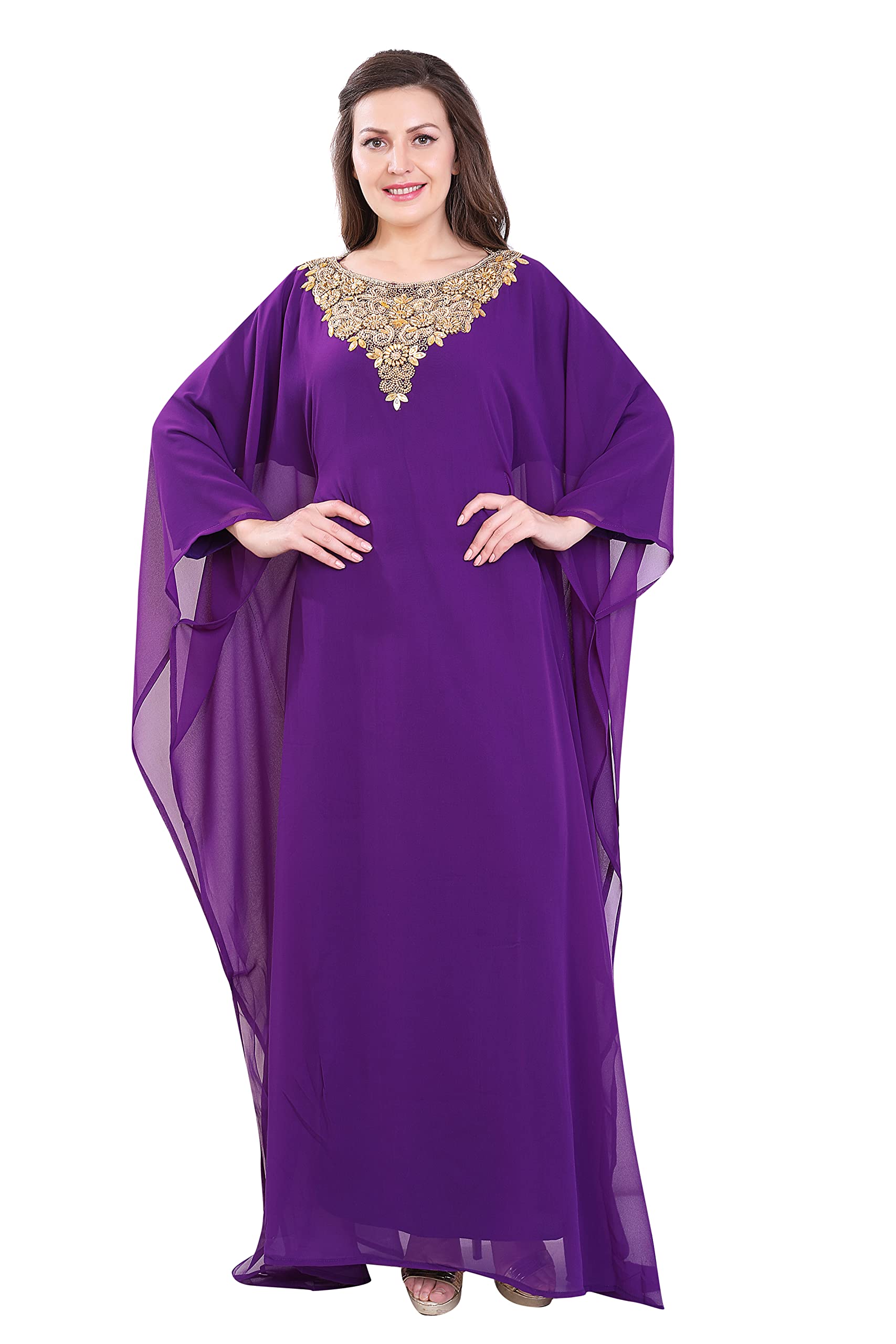 ANIIQ Women Dubai Farasha Kaftan Long Sleeves Evening, Party, Wedding Dress with Free Scarf