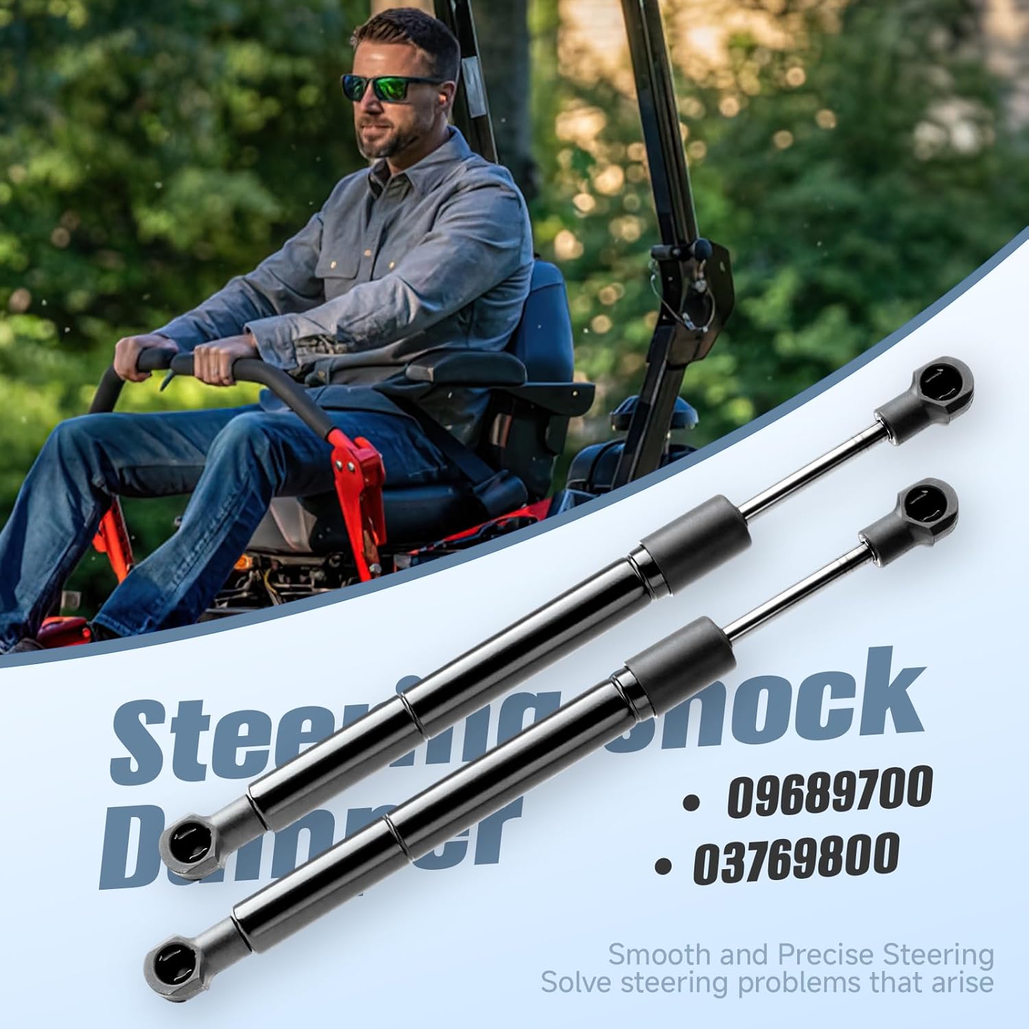 2PCS 09689700 03769800 Steering Shock Damper Compatible With Ariens Zoom 1334, for Apex 48 52 60, for Zenith 60 52, for Gravely ZT HD 44 48 52 60, for Pro-Turn ZX 48 52 60