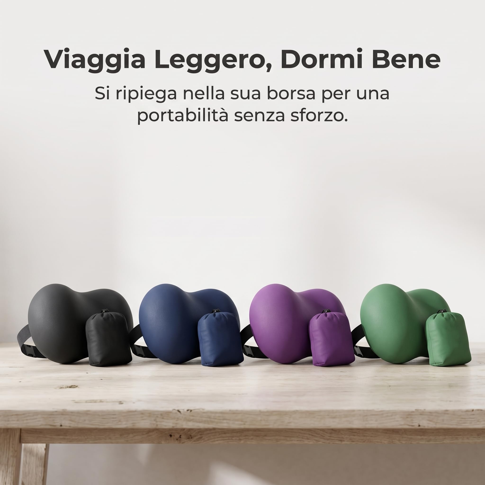 Almohada Cervical Viaje Plegable con Soporte Ergonómico para Cuello y, Verde UVA