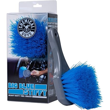 Chemical Guys Big Blue Stiffy Heavy Duty Tire Brush, Safe for Cars, Trucks, and More