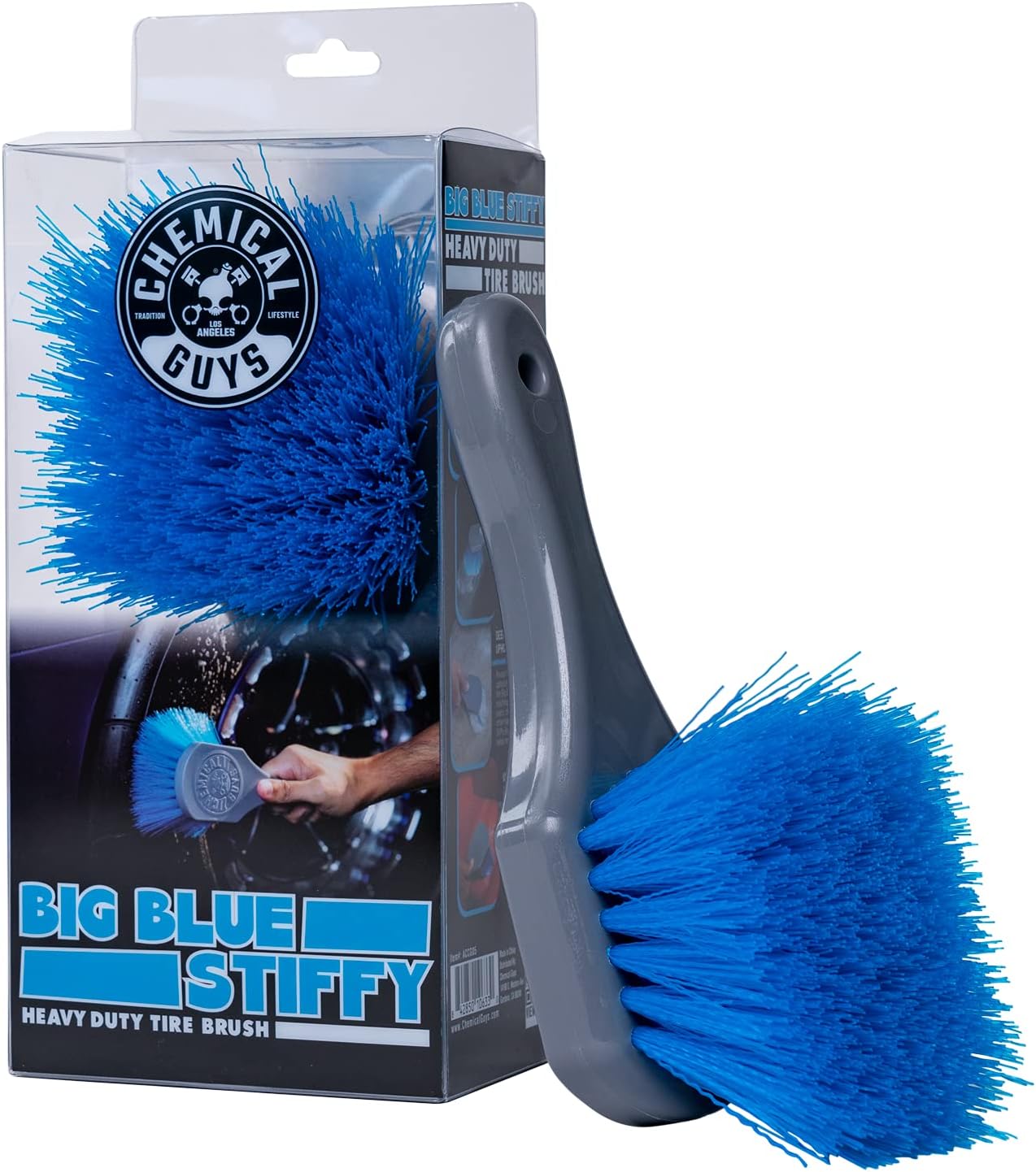 Chemical Guys ACCG05 Big Blue Stiffy Heavy Duty Tire & Upholstery Cleaning Brush, (Safe for Cars, Trucks, SUVs, RVs, Motorcycles, & More) Blue