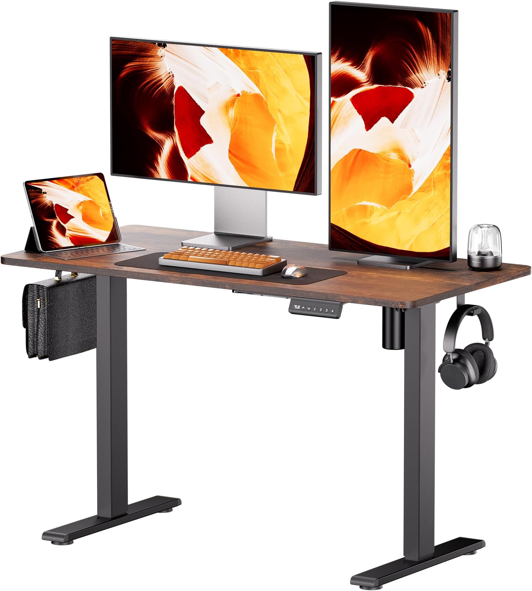 Electric Standing Desk - Adjustable Height with Memory Preset, 120 x 60 cm Ergonomic Design Home Office Standing Desk