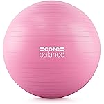 Core Balance Exercise Ball for Workouts, Anti-Burst and Slip Resistant, Swiss Yoga Ball for Pregnancy, Stability, Fitness and Physical Therapy, 4 Sizes, with Pump (25 / 65cm Pink)