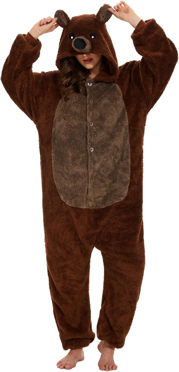 LATH.PIN Animal Onesie Pajamas for Adults Unisex One Piece Halloween Cosplay Costume Sleepwear for Women and Men