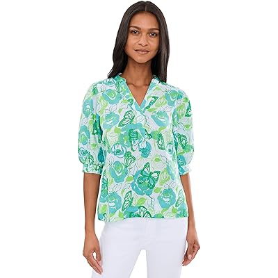 Lilly Pulitzer Mialeigh Elbow Sleeve Linen Top