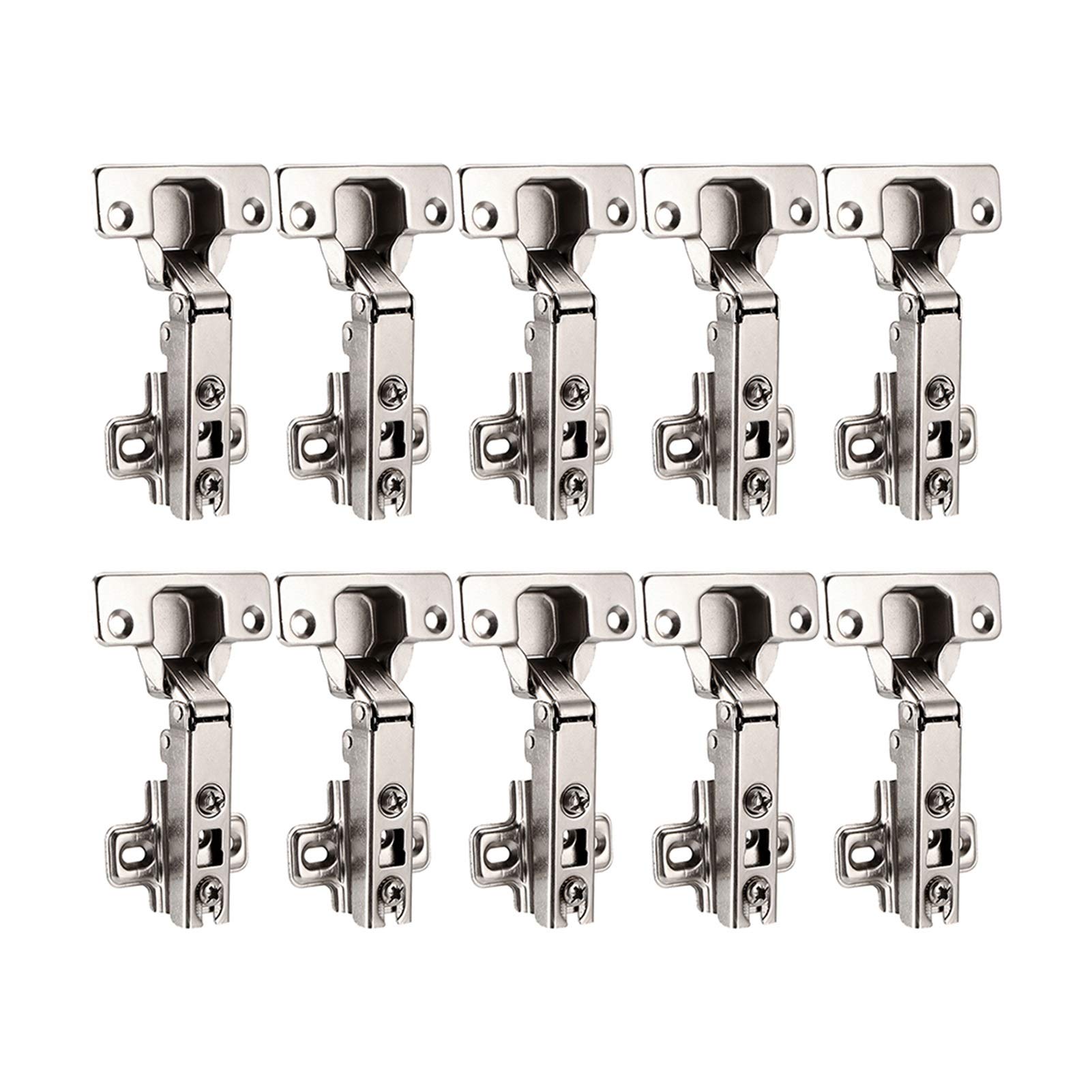 10pcs Hinges, Cold Rolled Nickel Plated Steel, Cabinet Hinges, Hydraulic Damping Hinges, Concealed Hinges, Soft Close, Closet Bookcases.(B 10pcs)