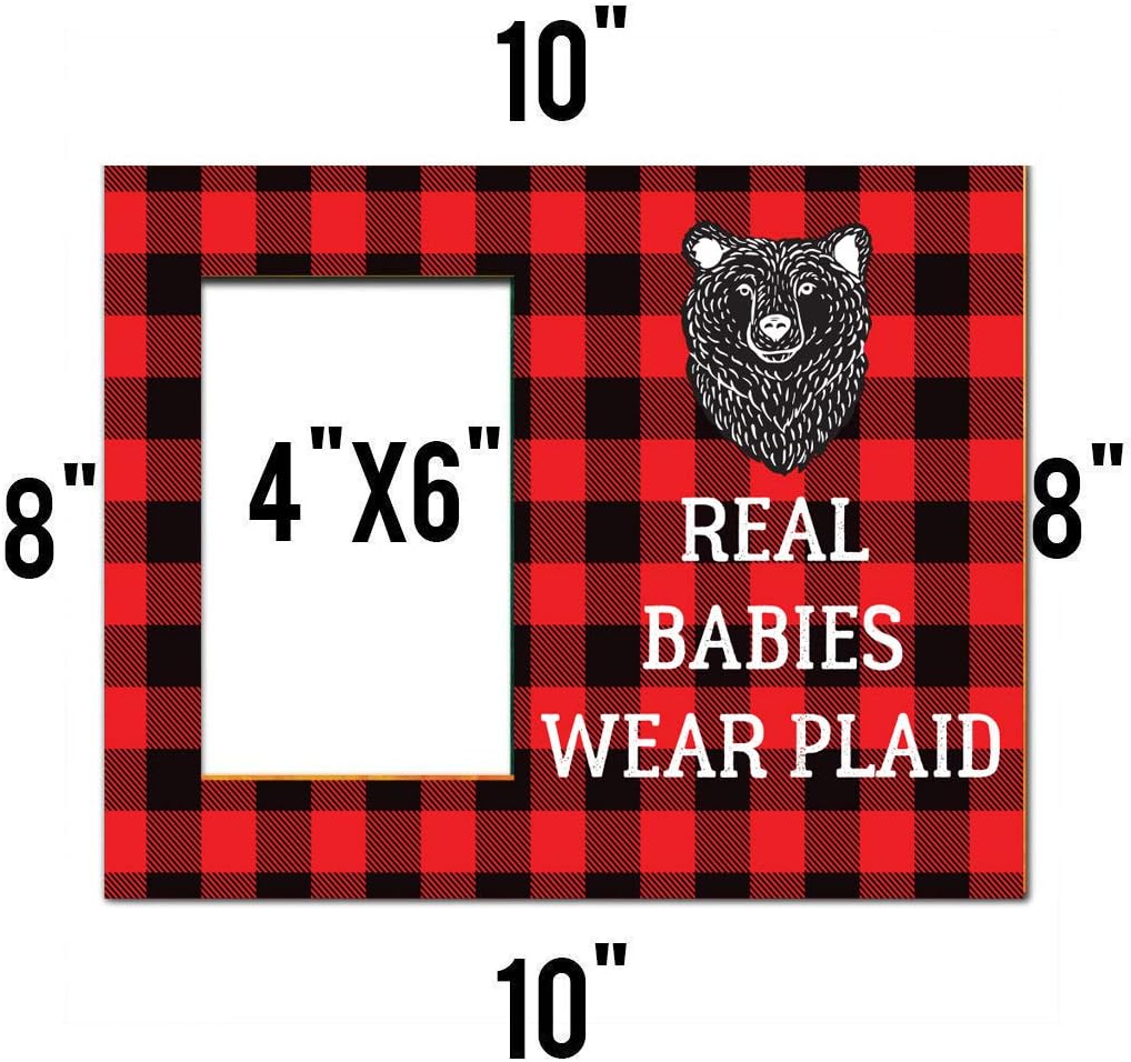 VictoryStore Lumberjack Baby Shower Decor: Buffalo Plaid Picture Frame - Real Babies Wear Plaid Holds 4x6 Photo