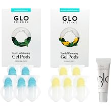 GLO Science Smile Care Bundle with Whitening Gel & Lip Balm Mint & Gingermint Teeth Whitener Pods, Variety 10 Pack Moisturizing Mint Lip Gloss with Shea Butter, 0.3 oz