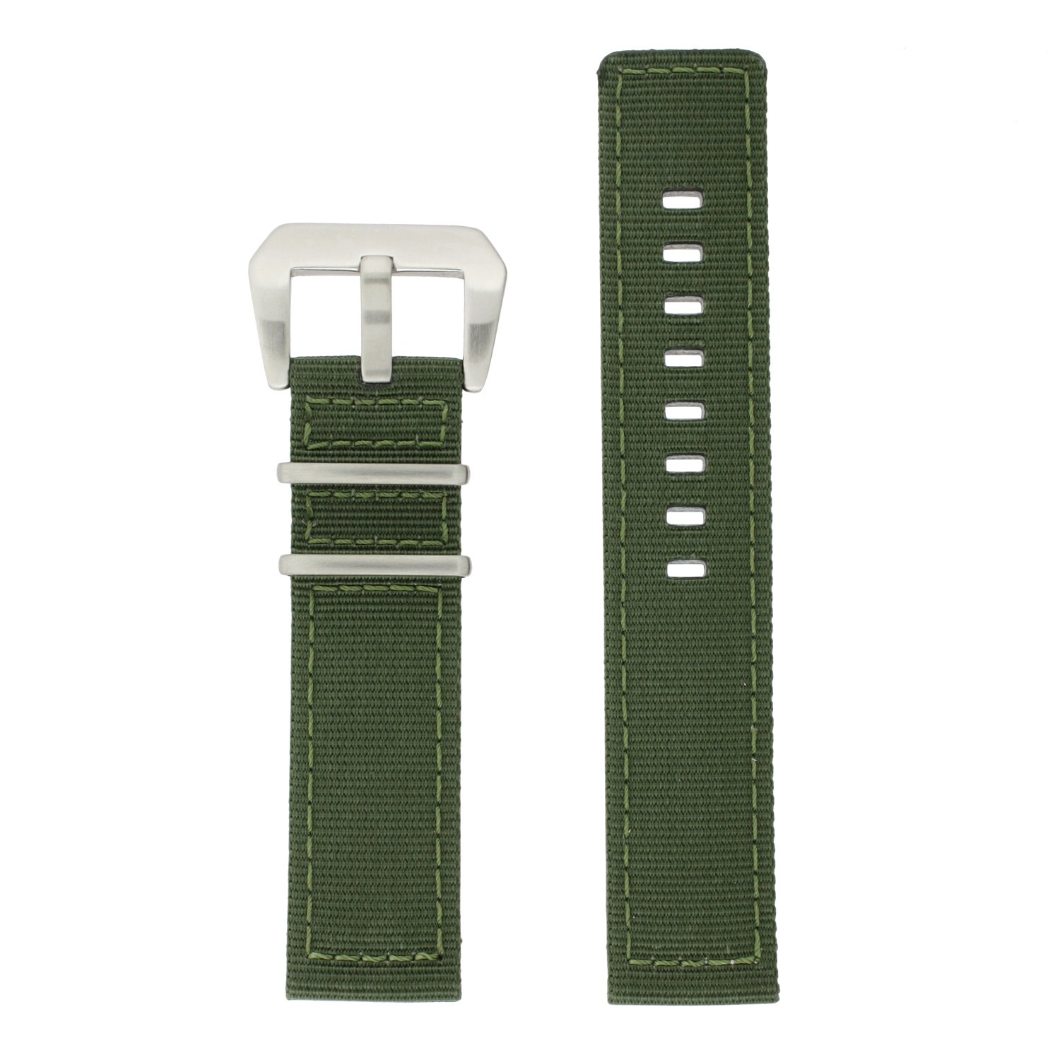 Tech Swiss 20mm XL Nylon Watch Band Military Army Green Sport Strap Stainless Extra Heavy Buckle