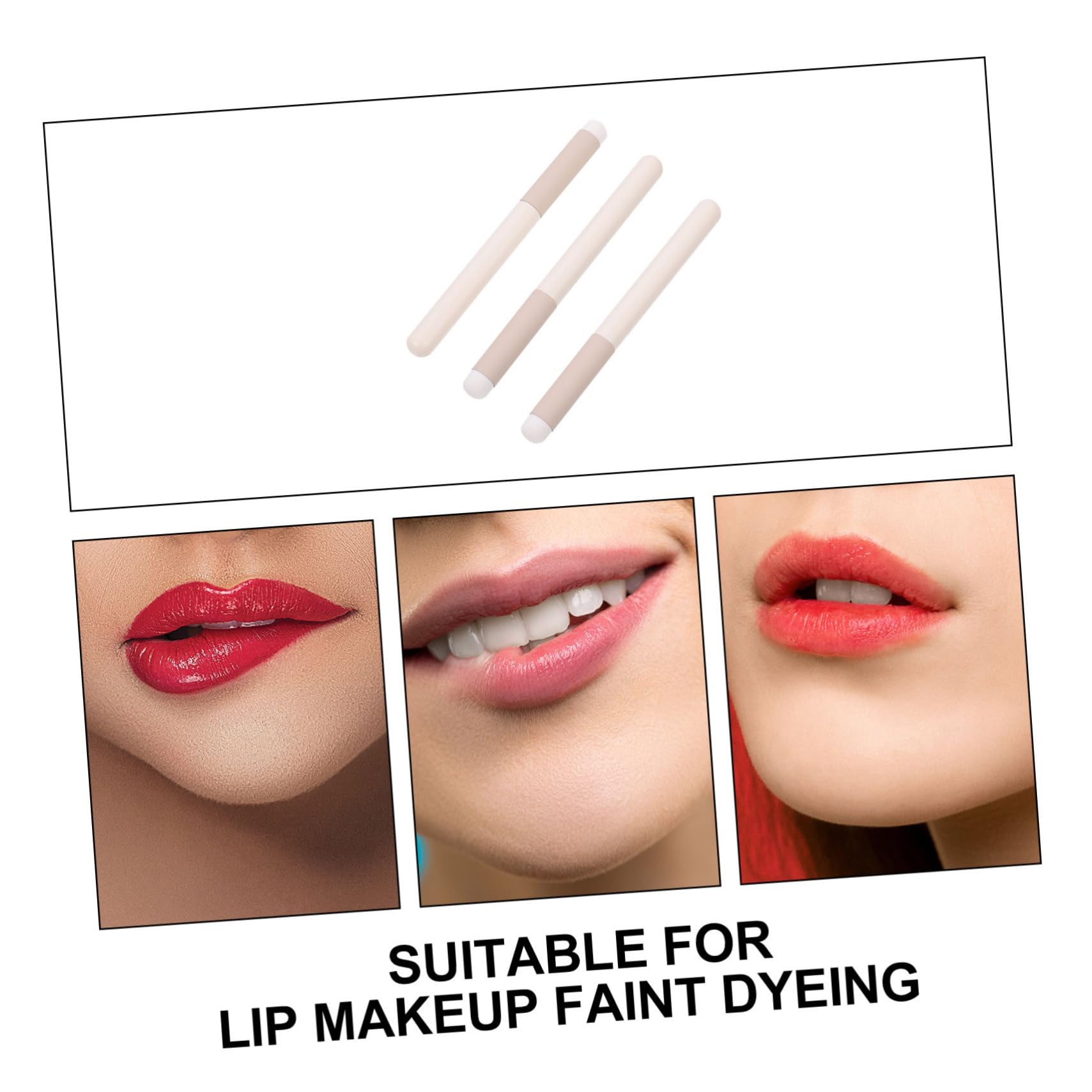 HAPINARY Concealer Brush Lipstick Brush Set 3pcs Makeup Applicator Wood Handle Face Makeup Tools Natural