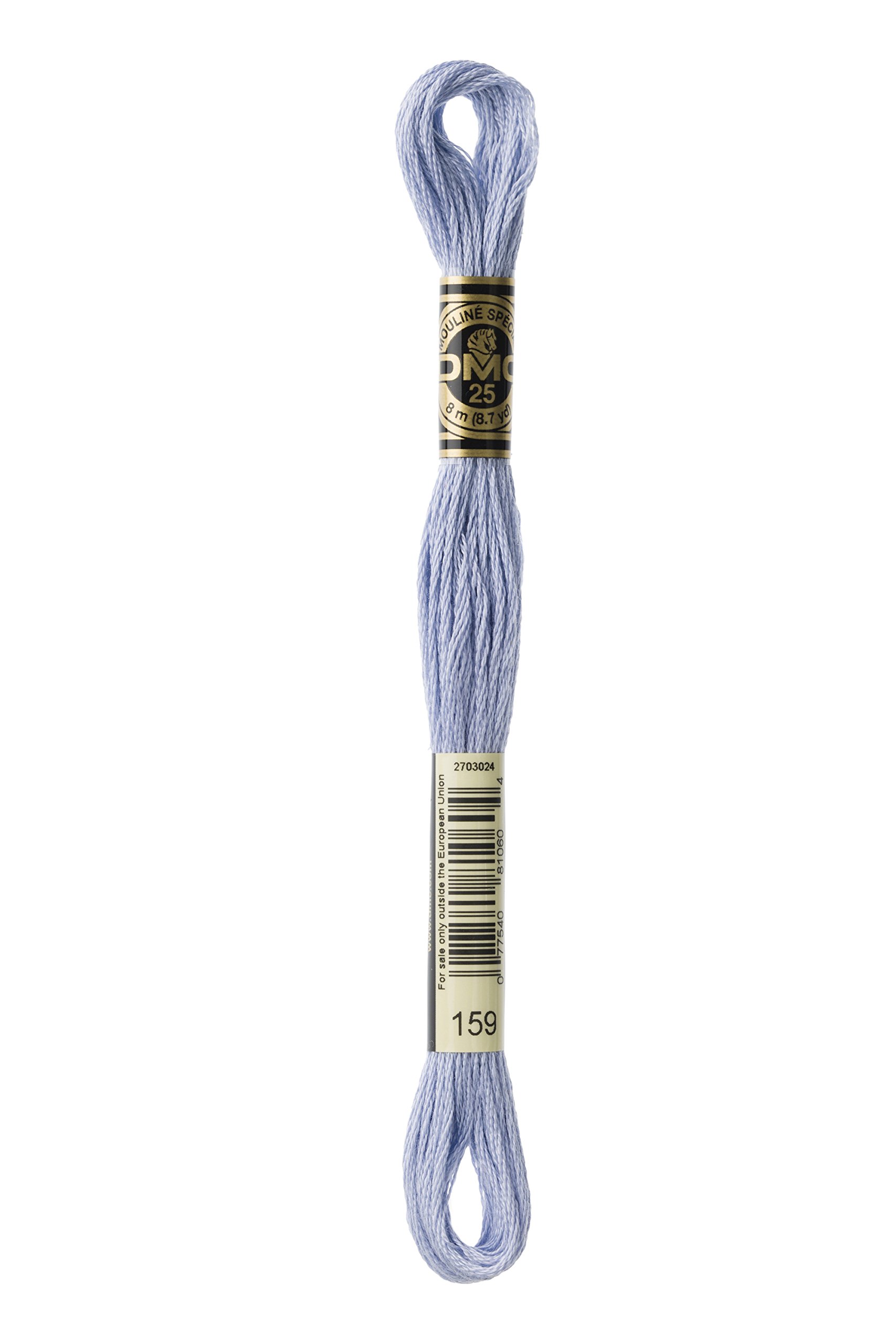DMC 117-159 Mouline Stranded Cotton Six Strand Embroidery Floss Thread, Light Grey Blue, 8.7-Yard