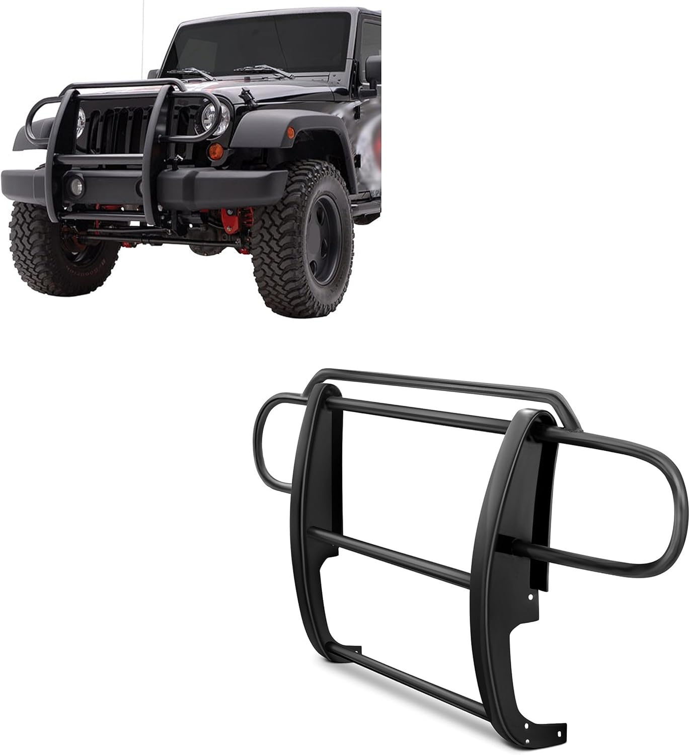 Black Horse Grille Brush Bumper Guard Modular Black Compatible with 2007-2017 Jeep Wrangler-17JPWRMA