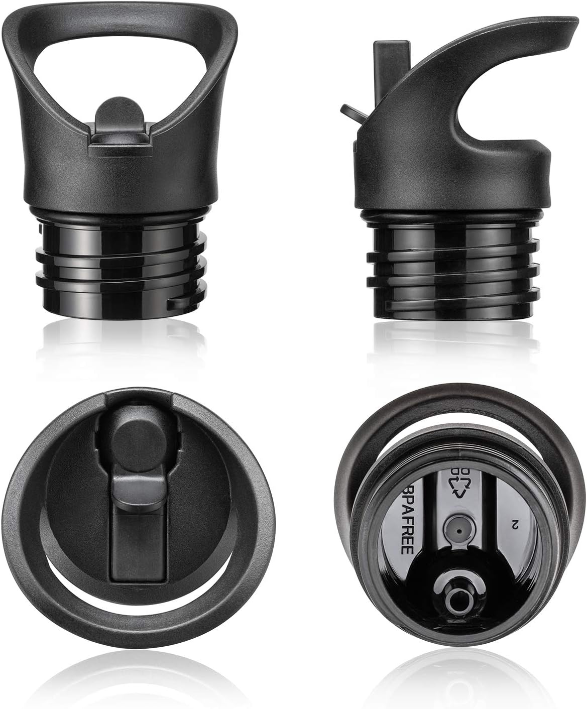 MILKUN Standard Mouth Straw Lid Compatible with Hydro Flask, Simple Modern Narrow and Other Sport Water Bottle - 2 Pack with Additional Straws