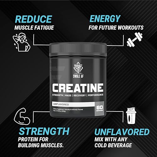 Miniatura 4 de Swole AF CREATINE Mono | Pre y después del entrenamiento para ganar resistencia y recuperación muscular | Suplemento dietético para mejorar la
