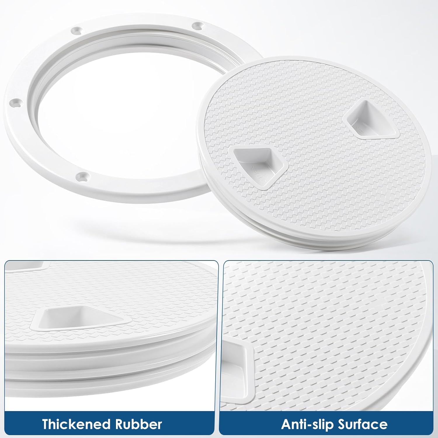 2Pcs Boat Hatch, 4" 6" Marine Deck Access Hatch for RV Kayak Yacht | Round Boat Hatches Lids, White Detachable Cover with 12 Screw