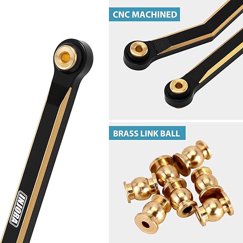 Miniatura 4 de INJORA Juego de 4 eslabones delanteros de alta holgura, eslabones de latón pesado de 1.31 oz para SCX24 C10 JLU Bronco Base Camp 4Runner Axial 1/24