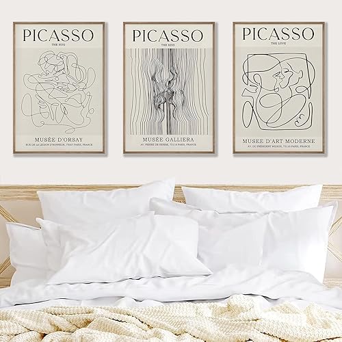 Miniatura 3 de Picasso - Póster de pared abstracto de líneas femeninas para dormitorio, Picasso The Kiss, The Love, The Hug, juego de decoración de pared, pintura