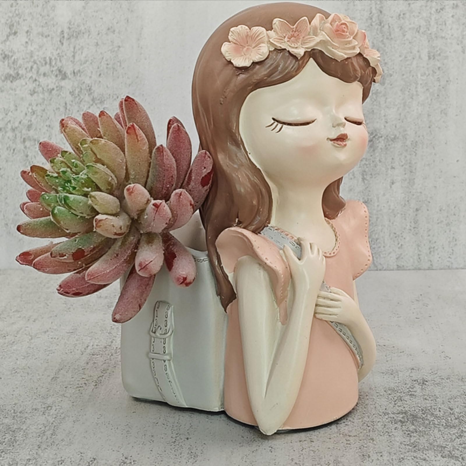 Ragazza Gesso Stampo in Silicone Fai da te Piante grasse Vaso fiori in cemento Vaso Gesso Stampo in cemento Argilla Portacandele Vaso fiori Stampi in resina Silicone