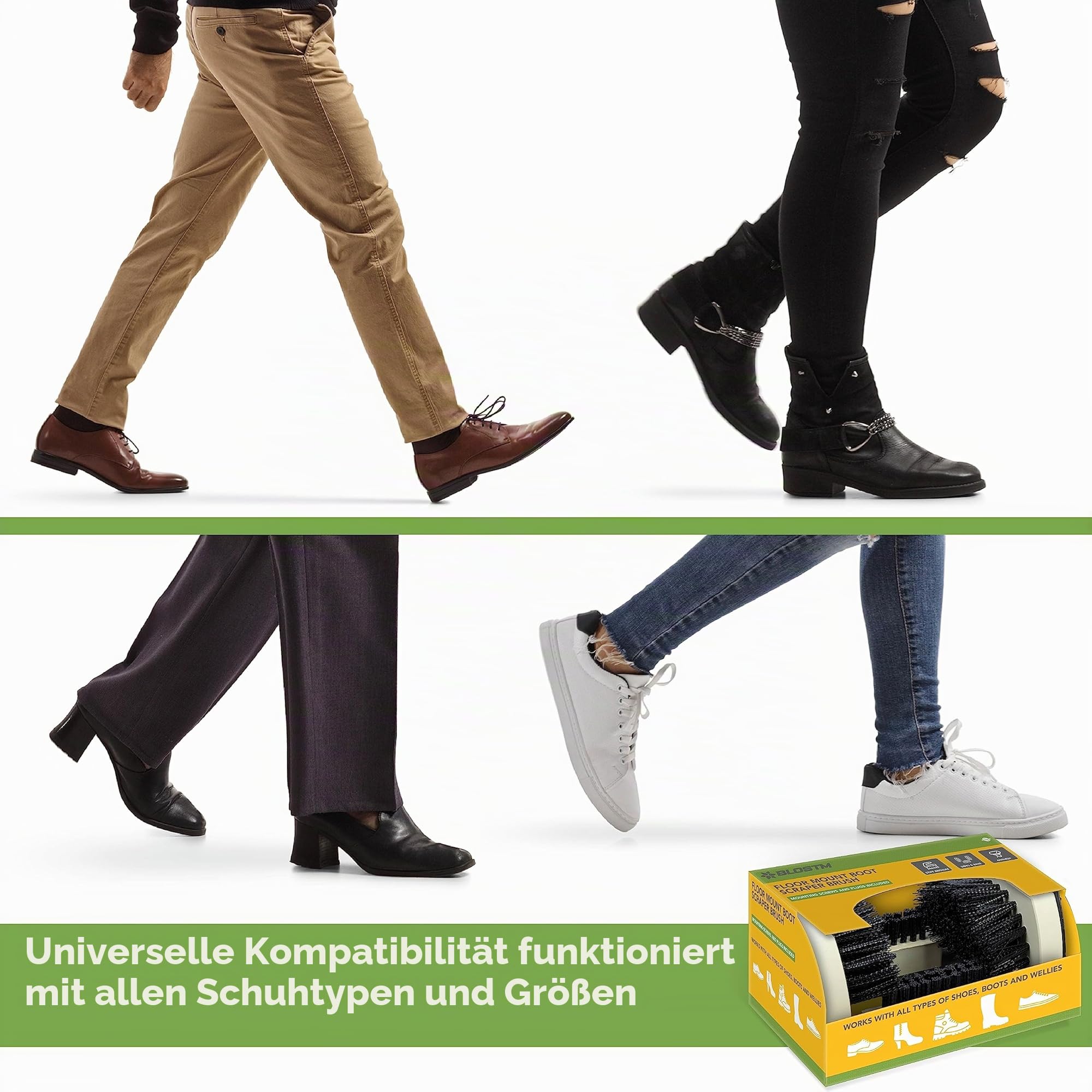 BLOSTM Schuhbürste - Metall Outdoor Schuhabstreifer Aussen Bürsten mit Steifen Borsten zu Entfernen Erde & Schlamm - Schuh Bürste Stiefelreiniger für alle Schuhe, Gummistiefel, Stiefel
