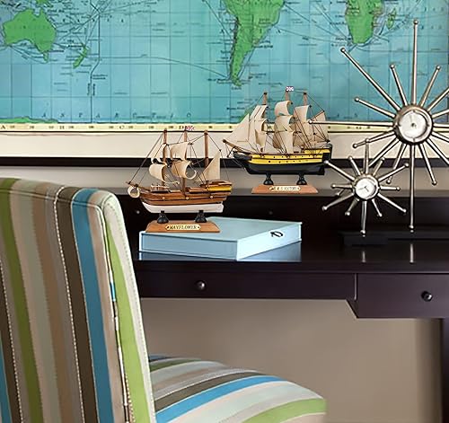 Miniatura 7 de SAILINGSTORY - Modelo de madera para velero, modelo de velero, decoración Mayflower, Victory 9.5 pulgadas, juego de 2 unidades