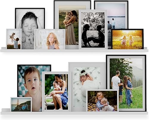 WALLNITURE moderno estante de repisa de pared flotante para portaretratos, color blanco, 46", juego de 2