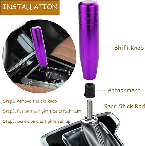 Miniatura 3 de Pomo de palanca de cambios de automóvil de 5 pulgadas, mango de palanca de cambios con peso para la mayoría de vehículos automáticos manuales