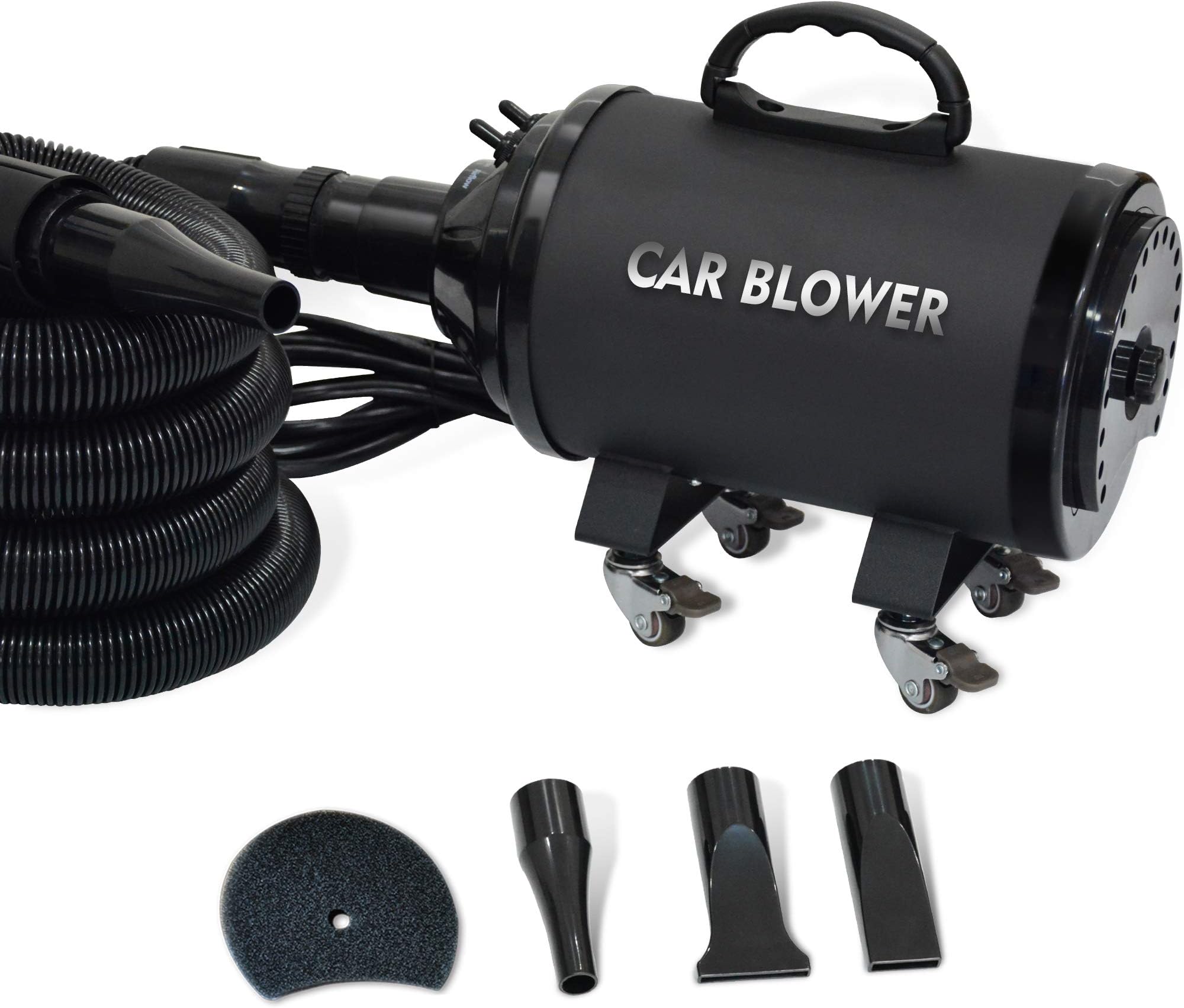 SHELANDY Powerful Motorcycle & Car Dryer with 14 Foot Flexible Hose & Wheels - for Auto Detailing and dusting,black