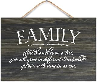 Family Like Branches on A Tree We All Grow in Different Directions Yet Our Roots Remain As One Wood Sign Quotes Rustic Wooden Hanging Wall Welcome Sign for Home Office Living Room Bedroom 8"x12"