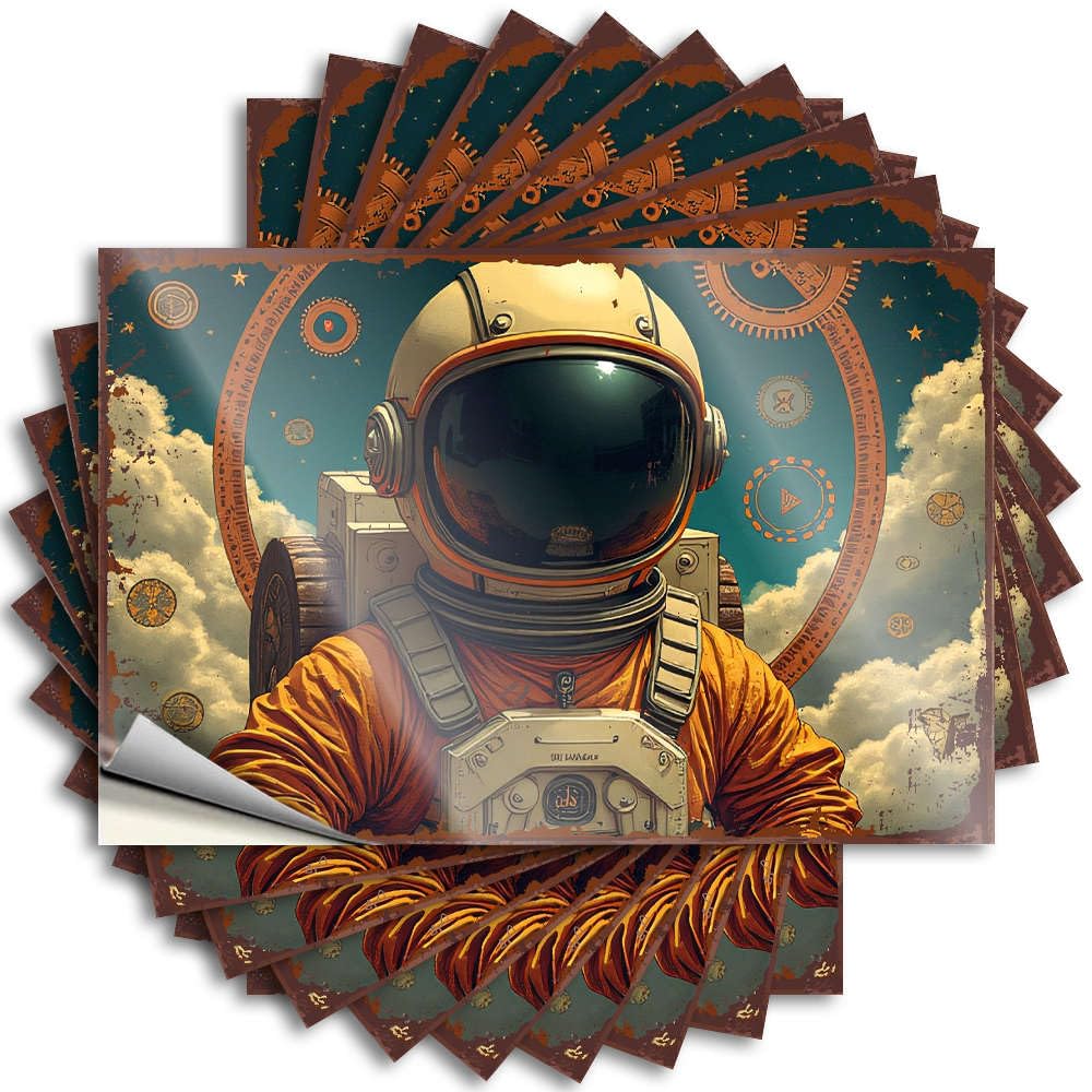 Positive Decals, Room Decor for Men Wall Astronaut in Space Helmet with Intricate Gear Design. | Funny Quote Travel Decals(6X9CM)