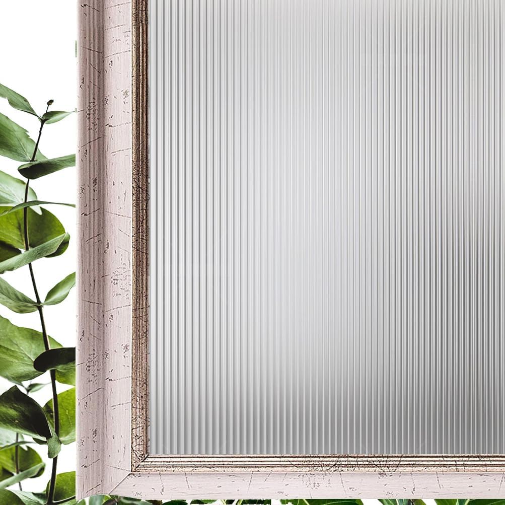 Window Privacy Film for Glass, Floral Removable Static Film, 35.4x118.1 Inch