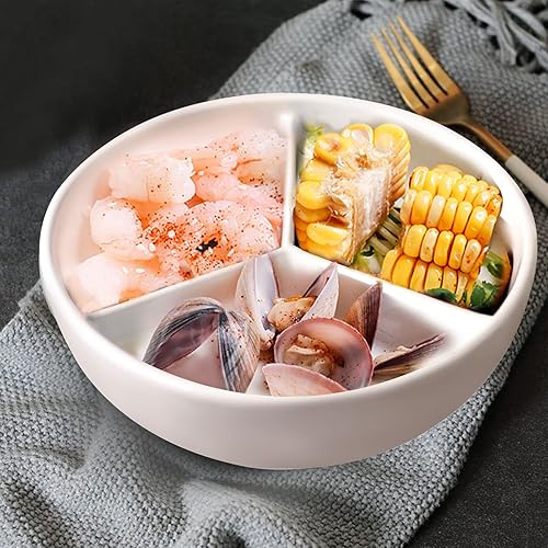 Miniatura 8 de Cinf Cuenco de cerámica para cereales de 3 secciones, la leche separada mantiene fresca y crujiente apta para microondas, antiempañamiento,