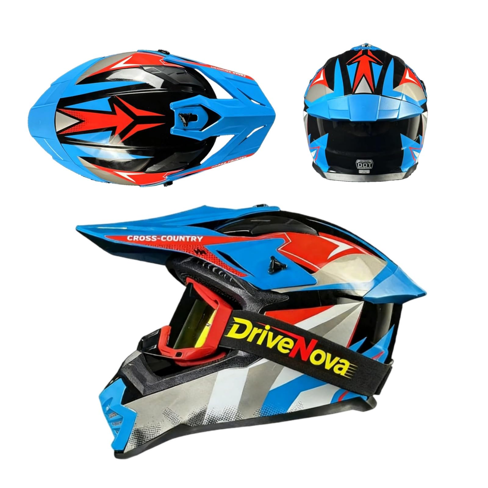 Casco Integrale Motocross, Casco da Cross Omologato con Occhiali per Adulti E Bambini, Casco da downhill integrale MTB Include 3 Misure