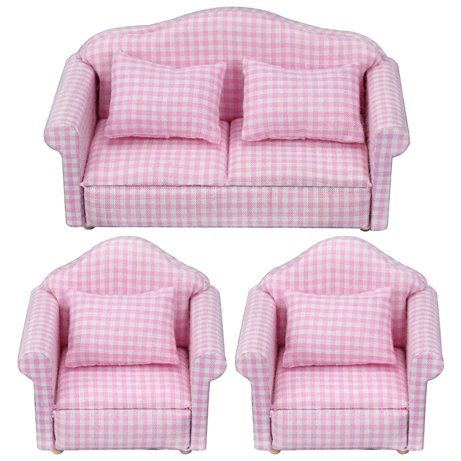 Sofá de Cuero para Casa de Muñecas, Sofá Miniatura, Sillón, Estilo Europeo, Accesorios, Asiento para Diseño de Habitación de Casa de Muñecas 1:12,