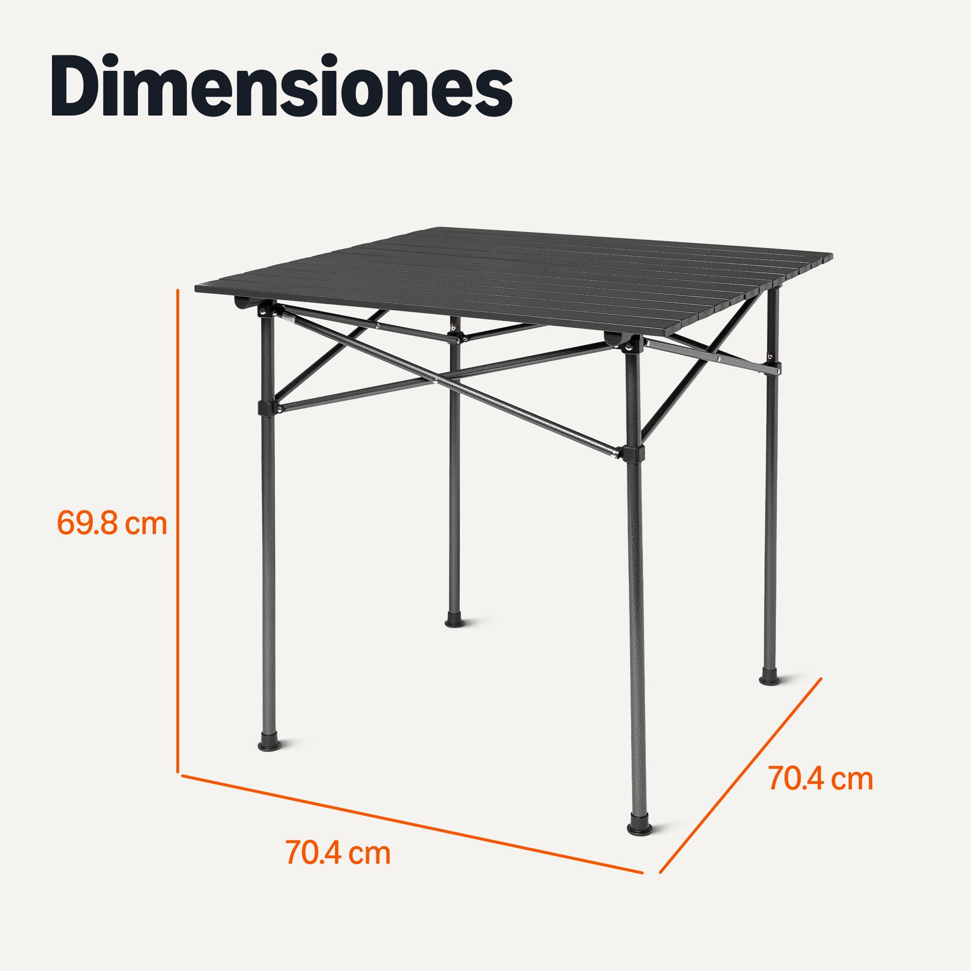 Amazon Basics Mesa de Camping, Alta, 70.2 cm (W) x 70.2 cm (D) x 70.0 cm (H), Negro/Gris Oscuro