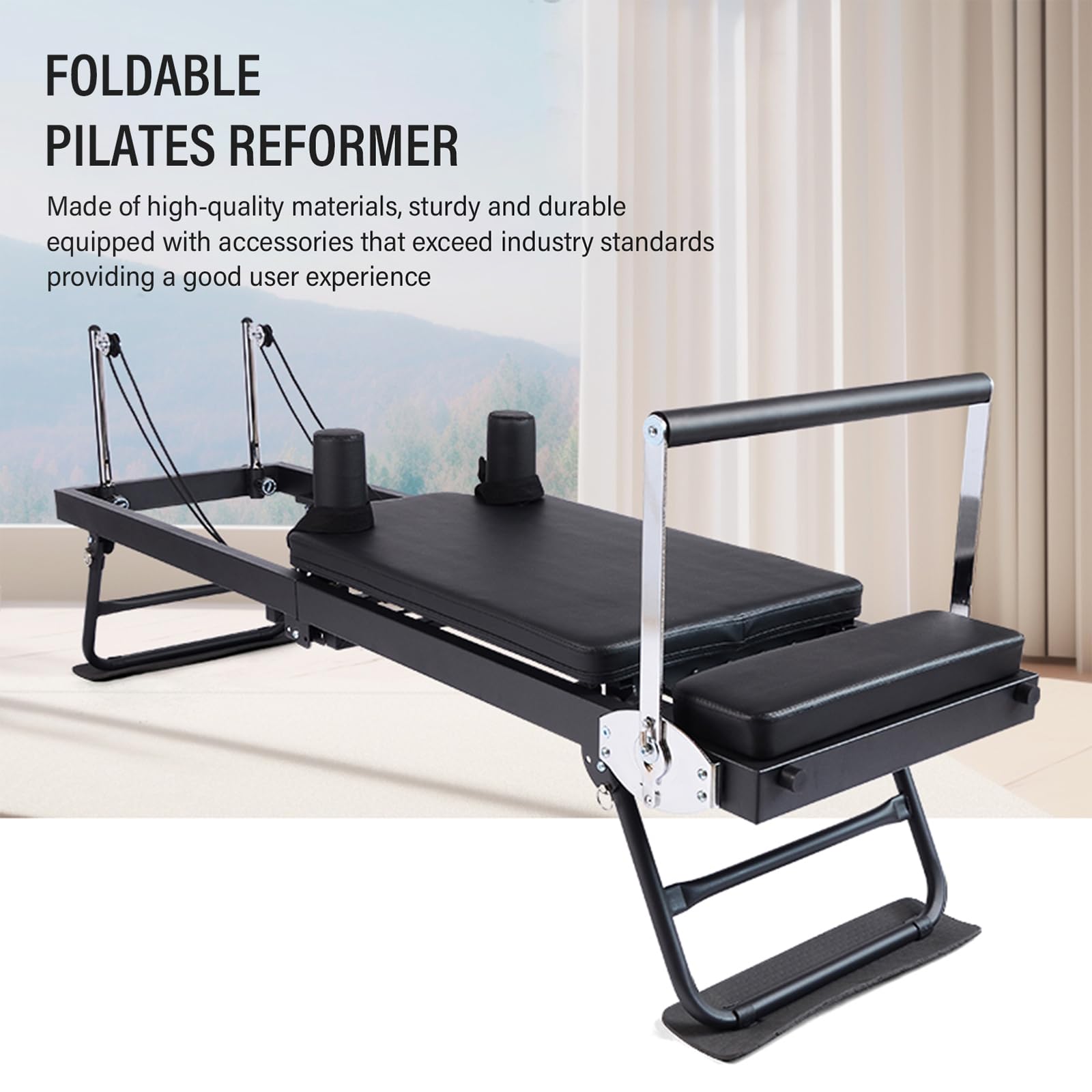 Riformatore di Pilates pieghevole, riformatore di pilates di casa,di allenamento core pilate regolabile - Capacità di peso di 300 libbre Macchina per i principianti e gli utenti intermedi