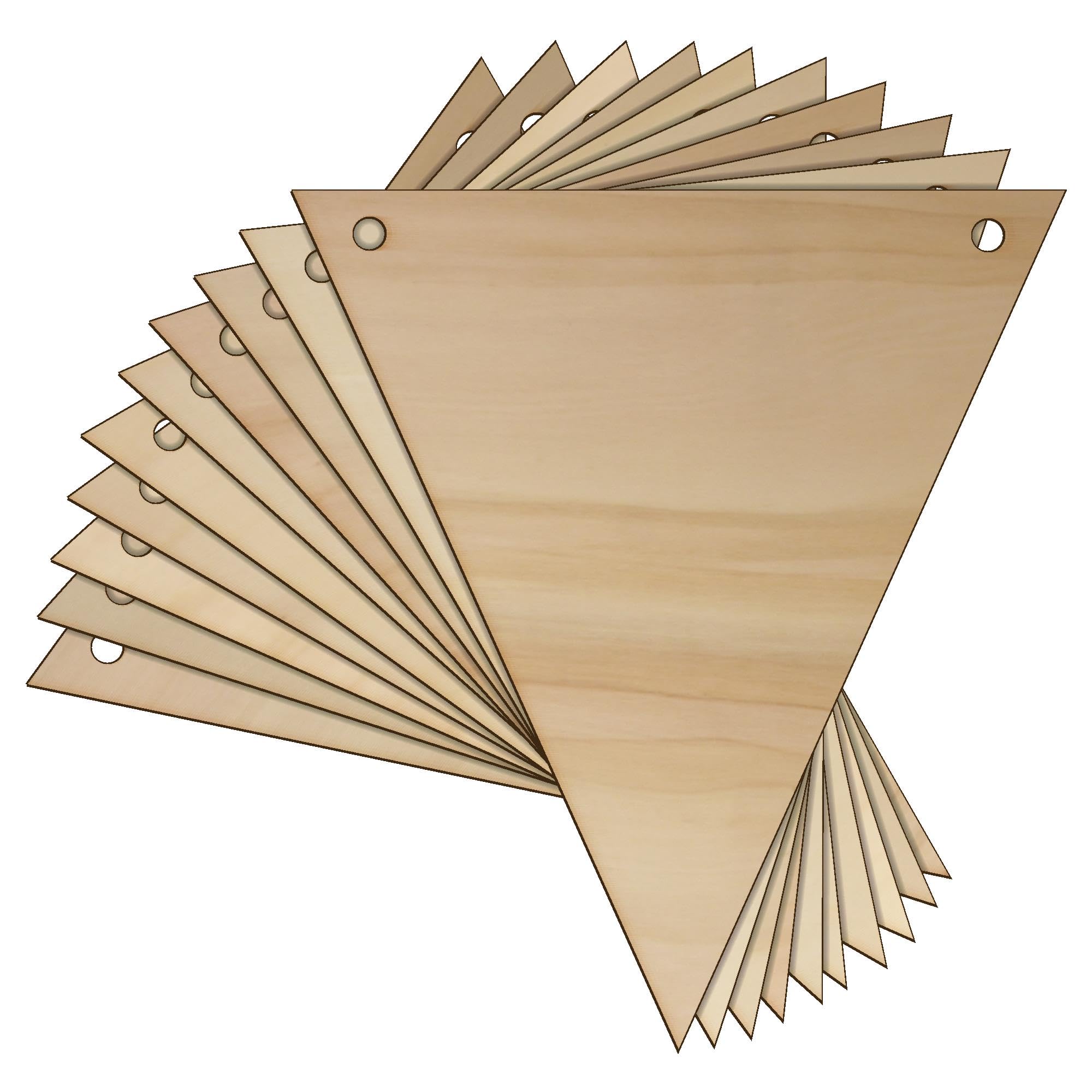 10x Wooden Bunting Triangle Craft Shapes 3mm Plywood Garlands(15 x 13.5cm)