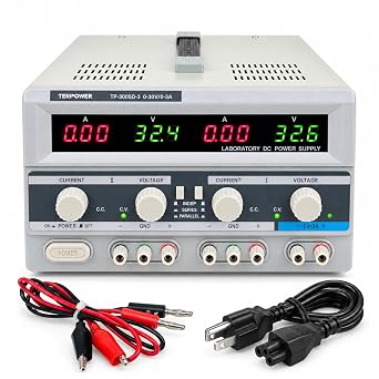 Tekpower TP-3005D-3 Digital Variable Triple Outputs Linear-Type DC Power Supply, 0-30 Volts @ 0-5 Amps