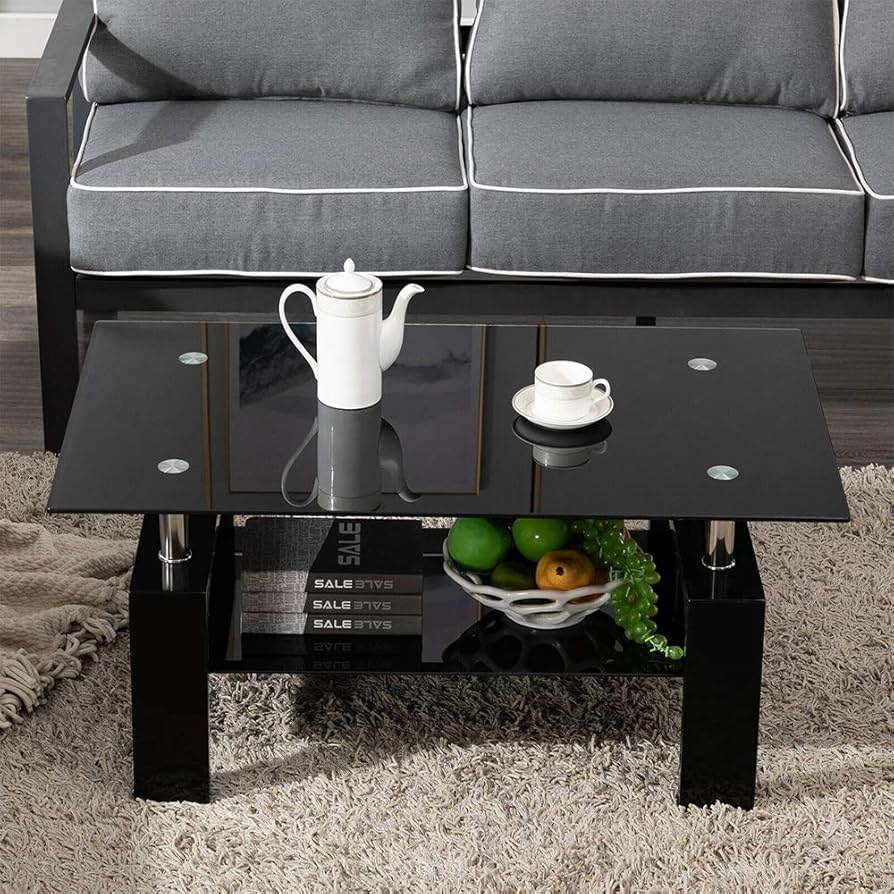 【究極4点セット】EXTENSIONTABLE version2 黒 Amazon.com: Thaweesuk Shop New Black Highlight Glass Coffee