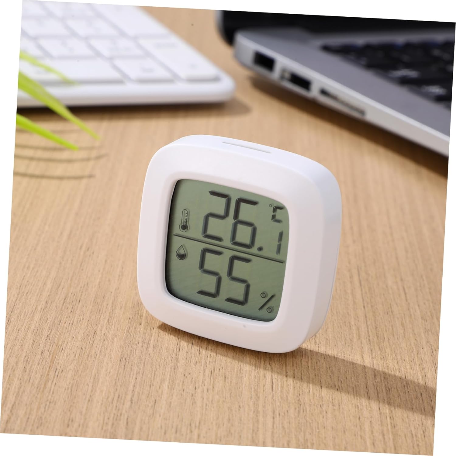 POPETPOP 9pcs Mini Hygrometer and Thermometer Accurate Indoor Gauge for Home and Car Use Compact Digital Measurement LCD Display White Celsius