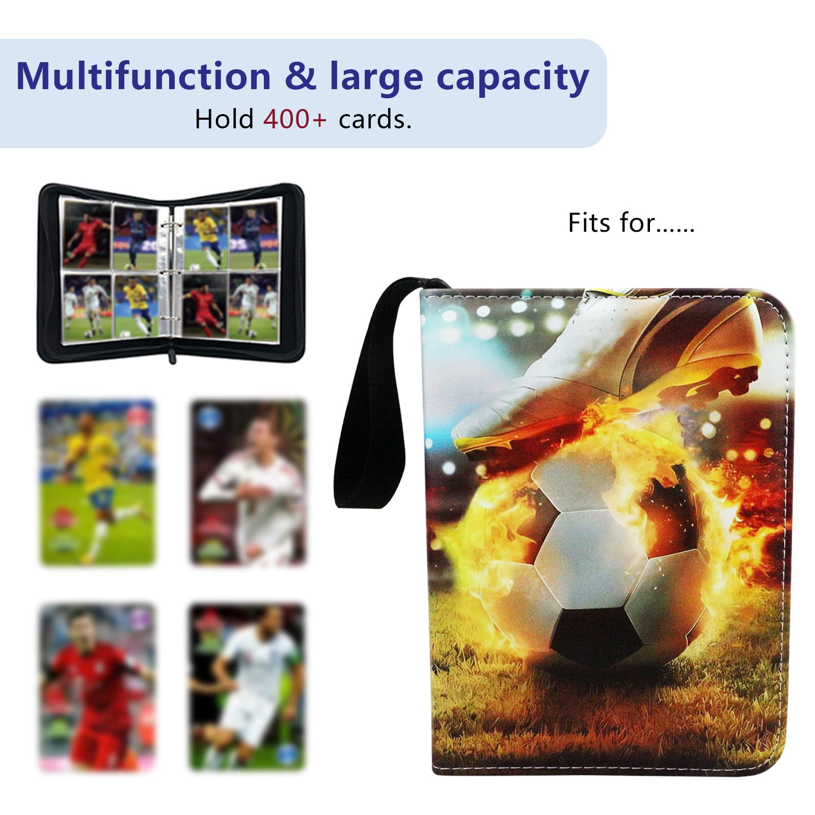 Football Card Binder 4 Pocket Fits 400 Cards with 50 Removable Sleevesves - Image 2